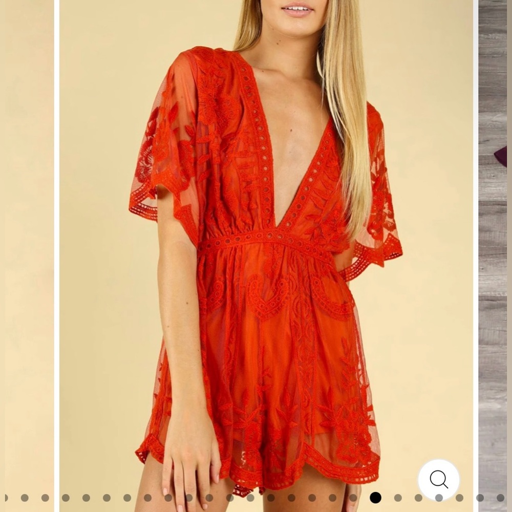 Honey Punch Scarlet Romper Red